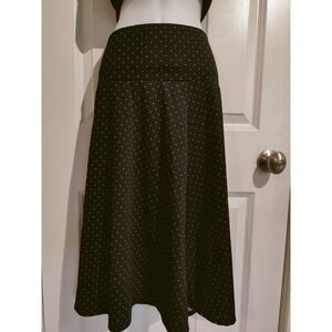 VKY & CO Black & White Polka Dot Fit Flare Stretch Skirt Knee Length M‎ (28W)